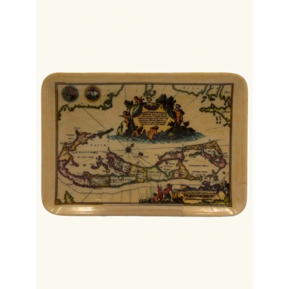 Vintage Mebel Italy Bermuda Map Melamine Tray P 67 Rectangular Trinket Dish